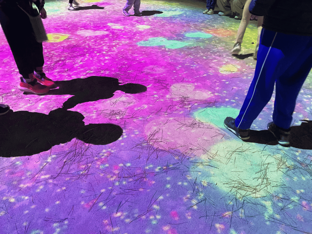 地面に表示される光の演出